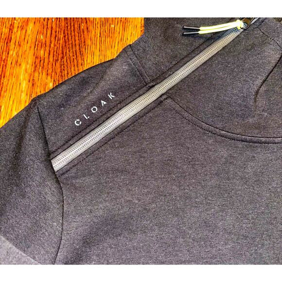 CLOAK Brand Men's Black Hoodie with Collarbone Zipper - Size Small - Picture 3 of 6
